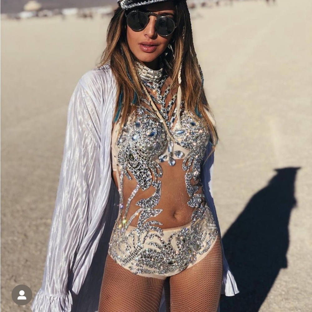 Jewel cover sheer one piece